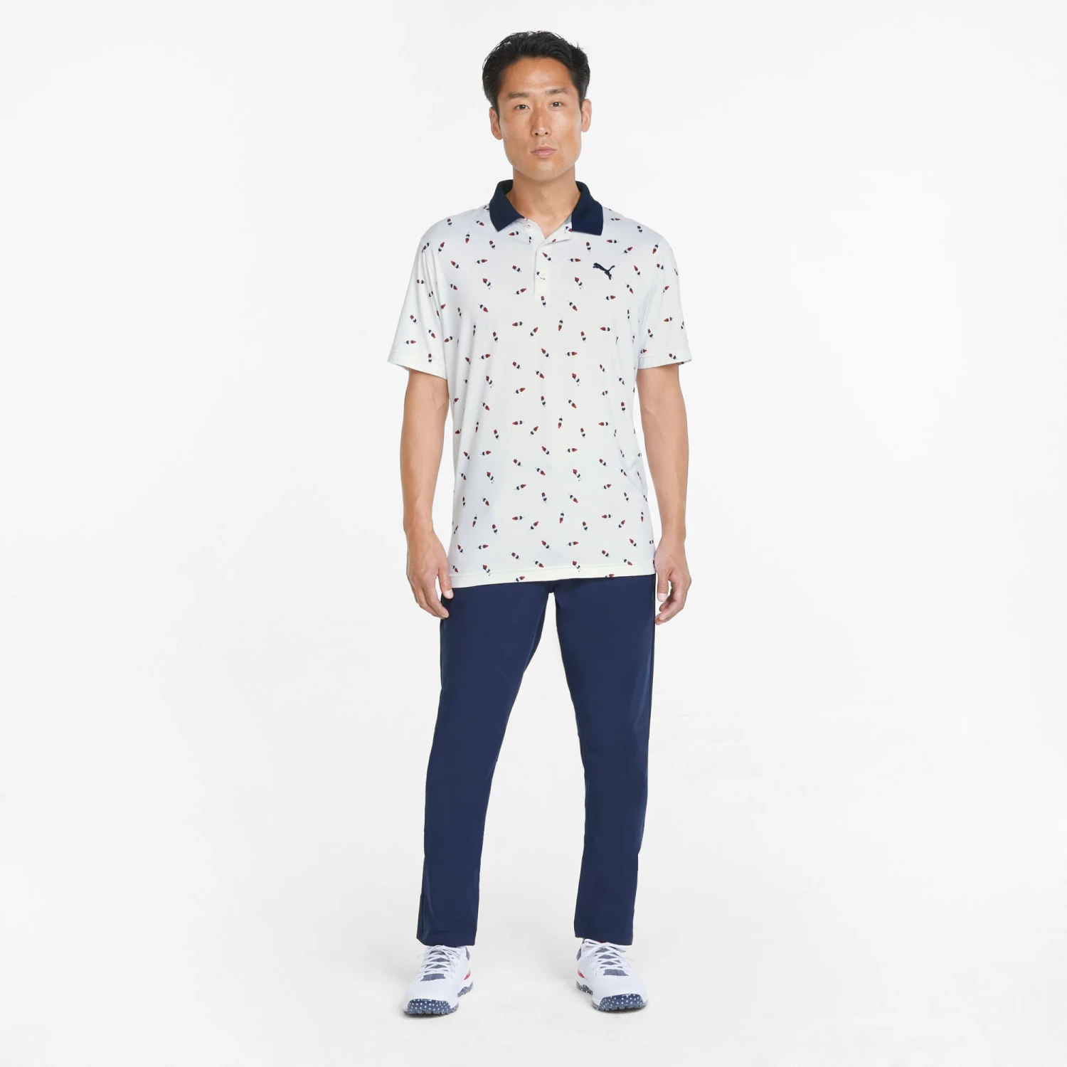 PUMA Men's CLOUDSPUN Popsi-Cool Golf Polo Bright White/ski Patrol 4 PUMA Men's CLOUDSPUN Popsi-Cool Golf Polo Bright White/ski Patrol - Image 2