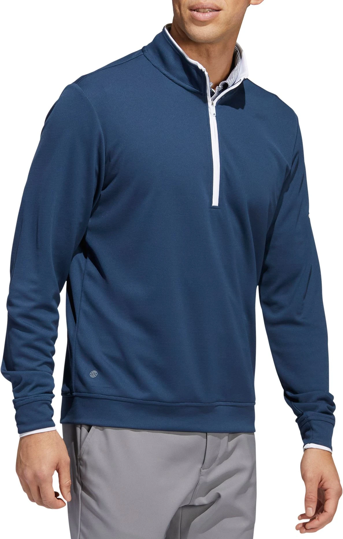 Adidas Men's UPF 1/4 Zip Golf Pullover White/grey Three 5 Adidas Men's UPF 1/4 Zip Golf Pullover White/grey Three - Image 3