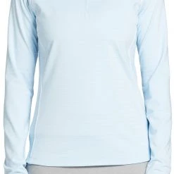 Lady Hagen Women's Shadow Stripe 1/4 Zip Golf Shirt Soft Blue