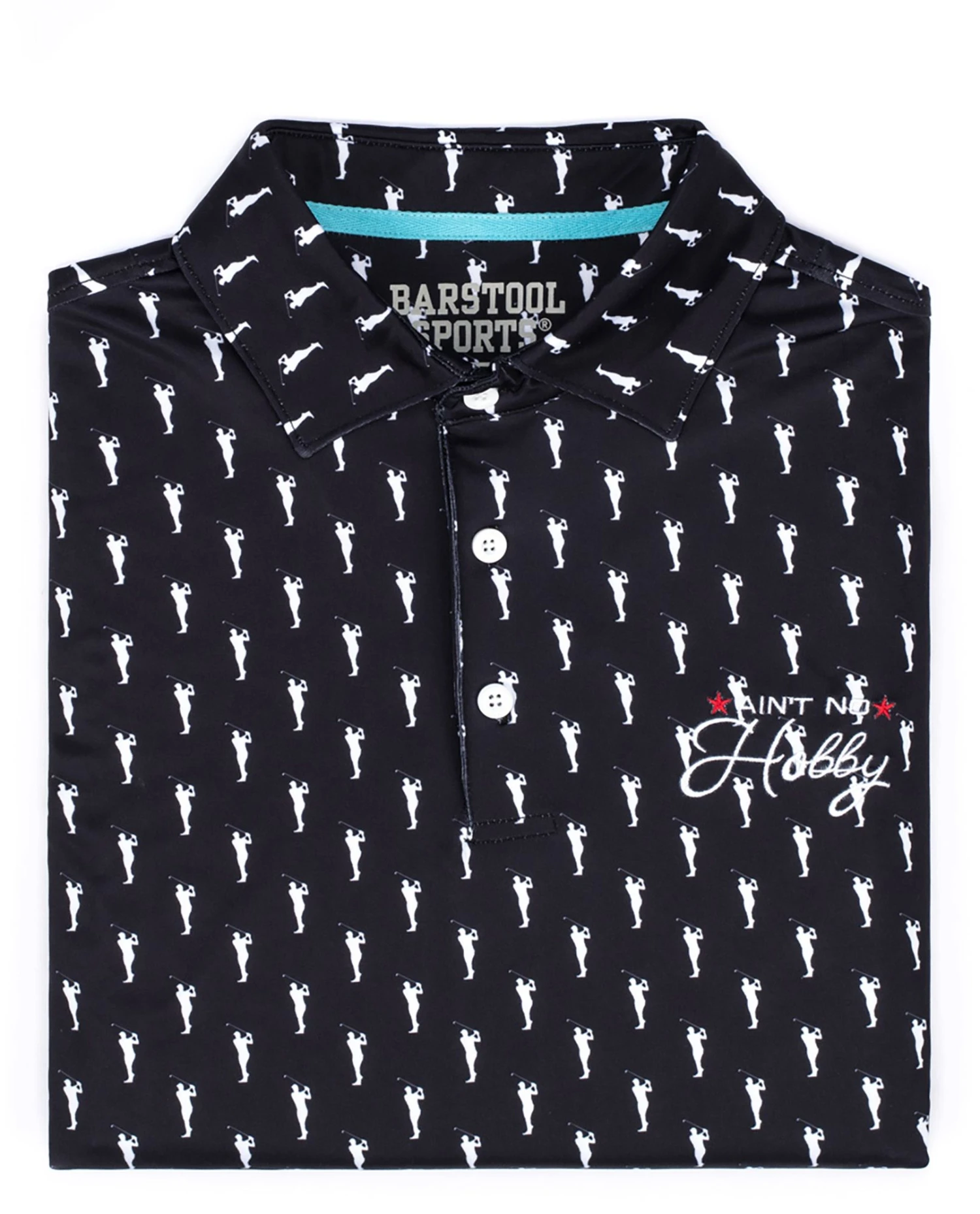 Barstool Sports Men's Ain't No Hobby Silhouette Printed Golf Polo Black 12 Barstool Sports Men's Ain't No Hobby Silhouette Printed Golf Polo Black - Image 10