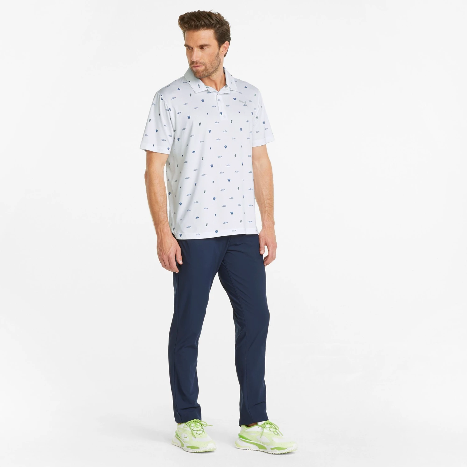 Puma Men's MATTR Pouring Buckets Golf Polo Bright White/brightcobalt 4 Puma Men's MATTR Pouring Buckets Golf Polo Bright White/brightcobalt - Image 2