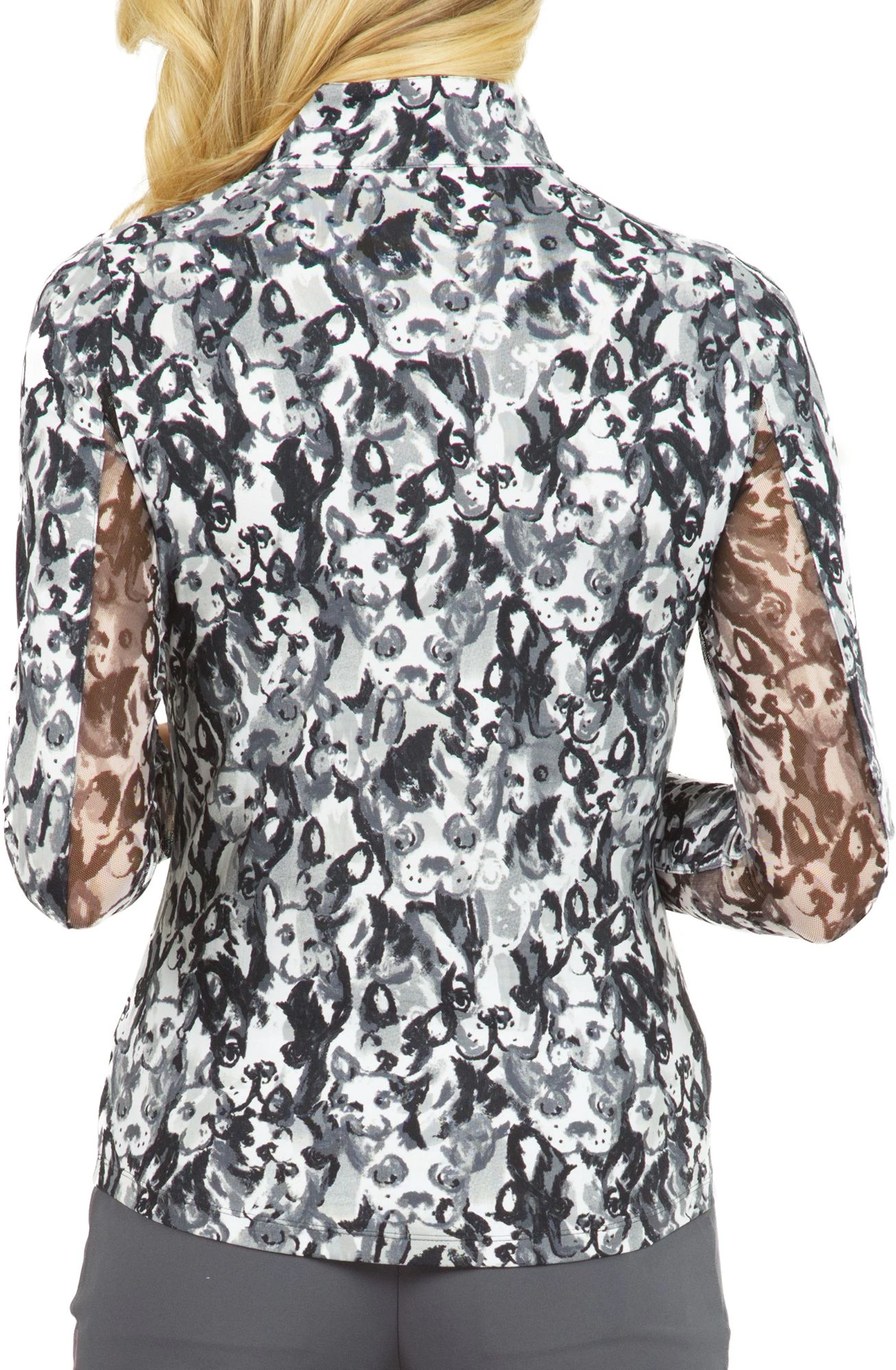 IBKUL Women's Luna Long Sleeve Mock Neck Golf Sun Shirt Grey 4 IBKUL Women's Luna Long Sleeve Mock Neck Golf Sun Shirt Grey - Image 2