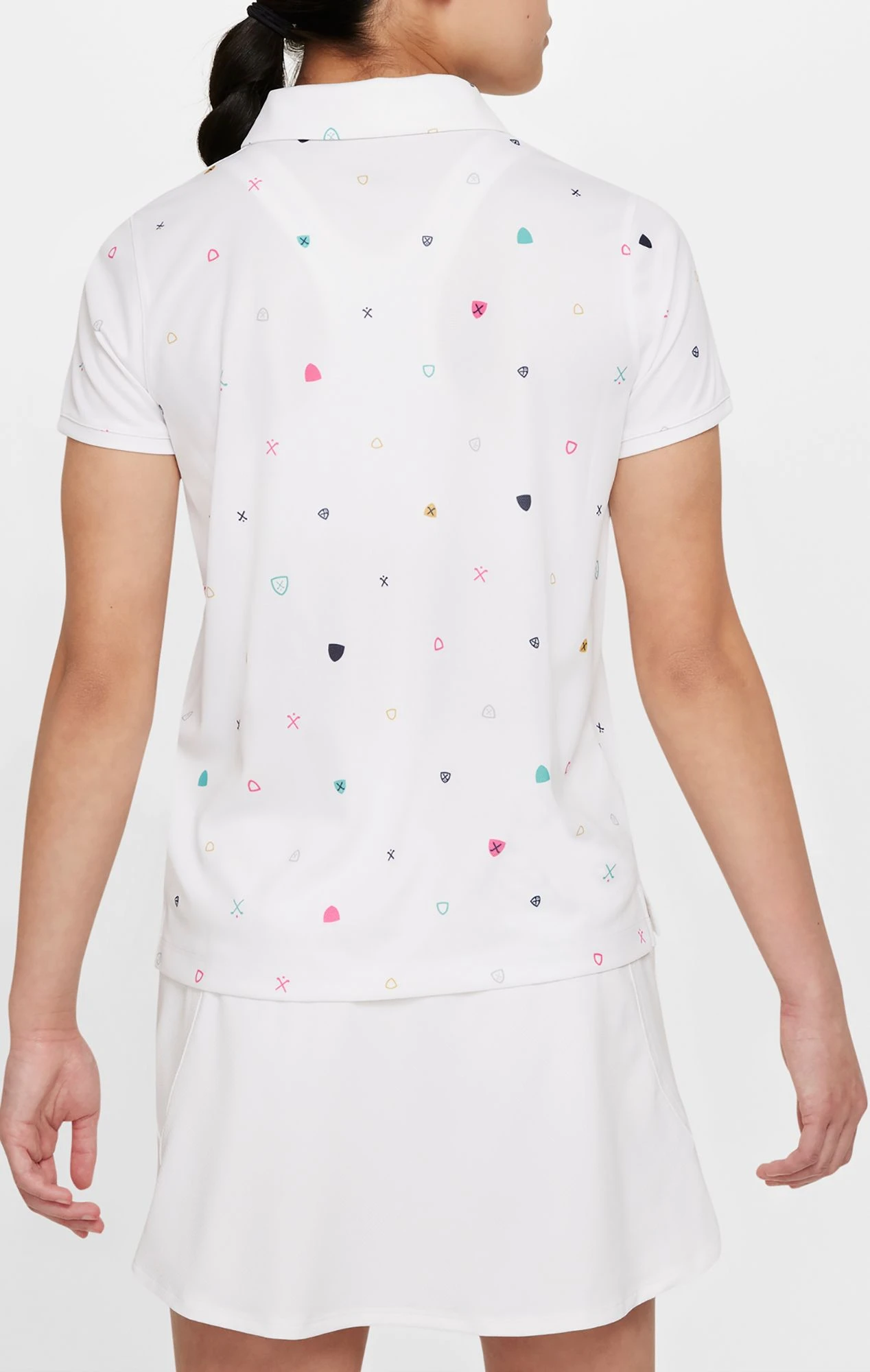 Nike Girls' Dri-FIT Victory Printed Golf Polo White 4 Nike Girls' Dri-FIT Victory Printed Golf Polo White - Image 2