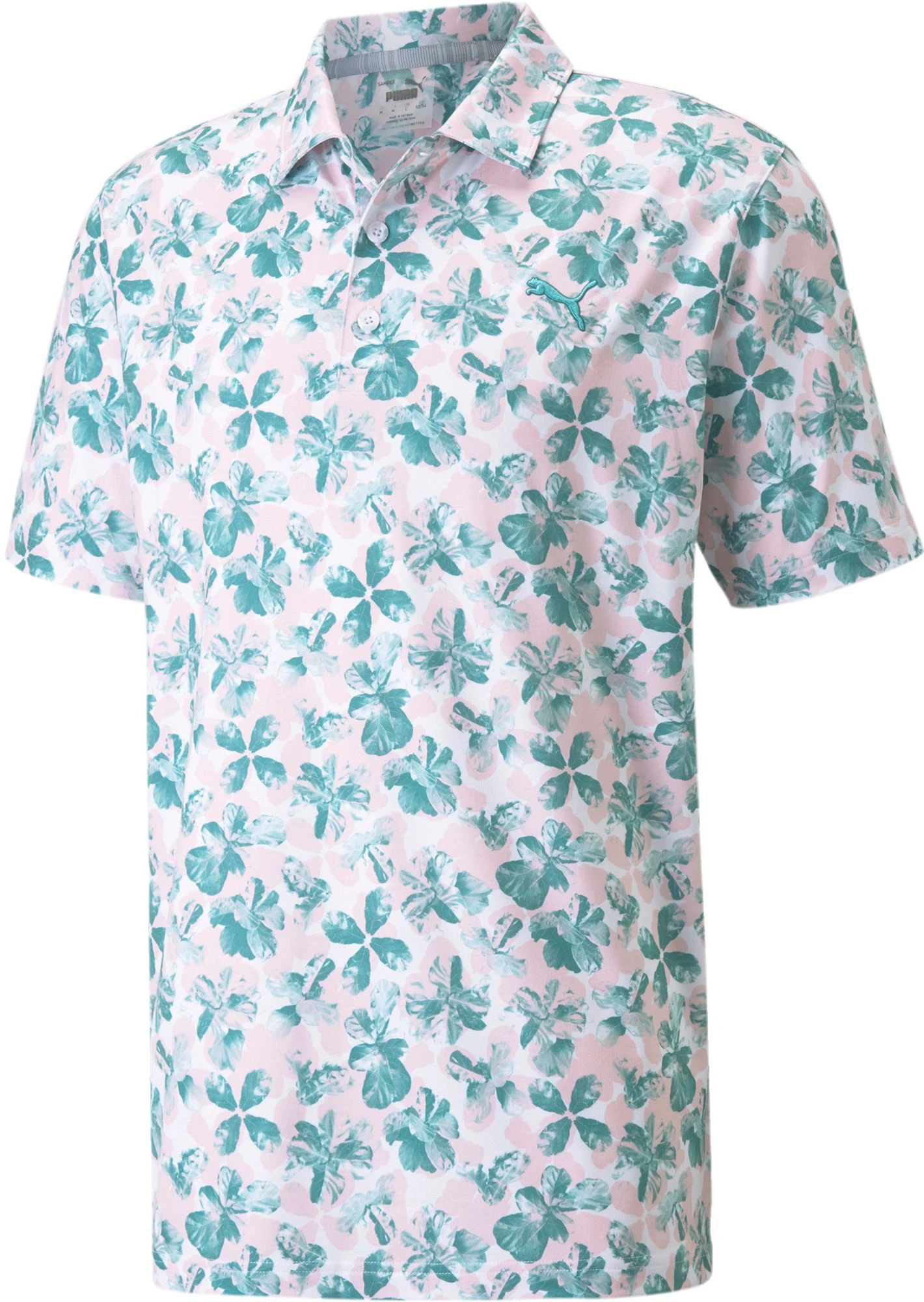 PUMA Men's Cloudspun Plumeria Golf Polo Parfait Pink/bright White 3 PUMA Men's Cloudspun Plumeria Golf Polo Parfait Pink/bright White