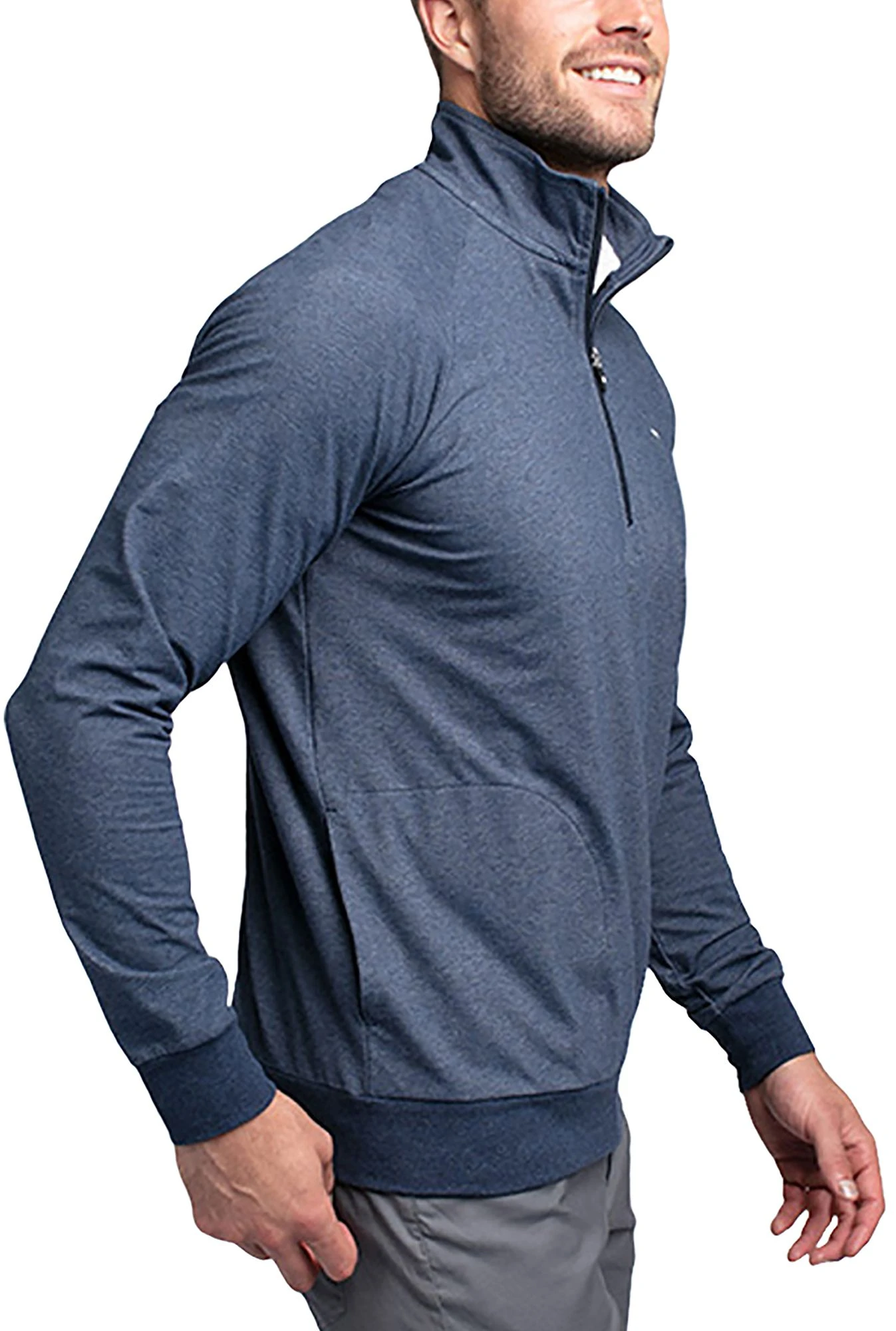 TravisMathew Men's Zachary 1/4 Zip Golf Pullover Heather Dark Shadow 5 TravisMathew Men's Zachary 1/4 Zip Golf Pullover Heather Dark Shadow - Image 3