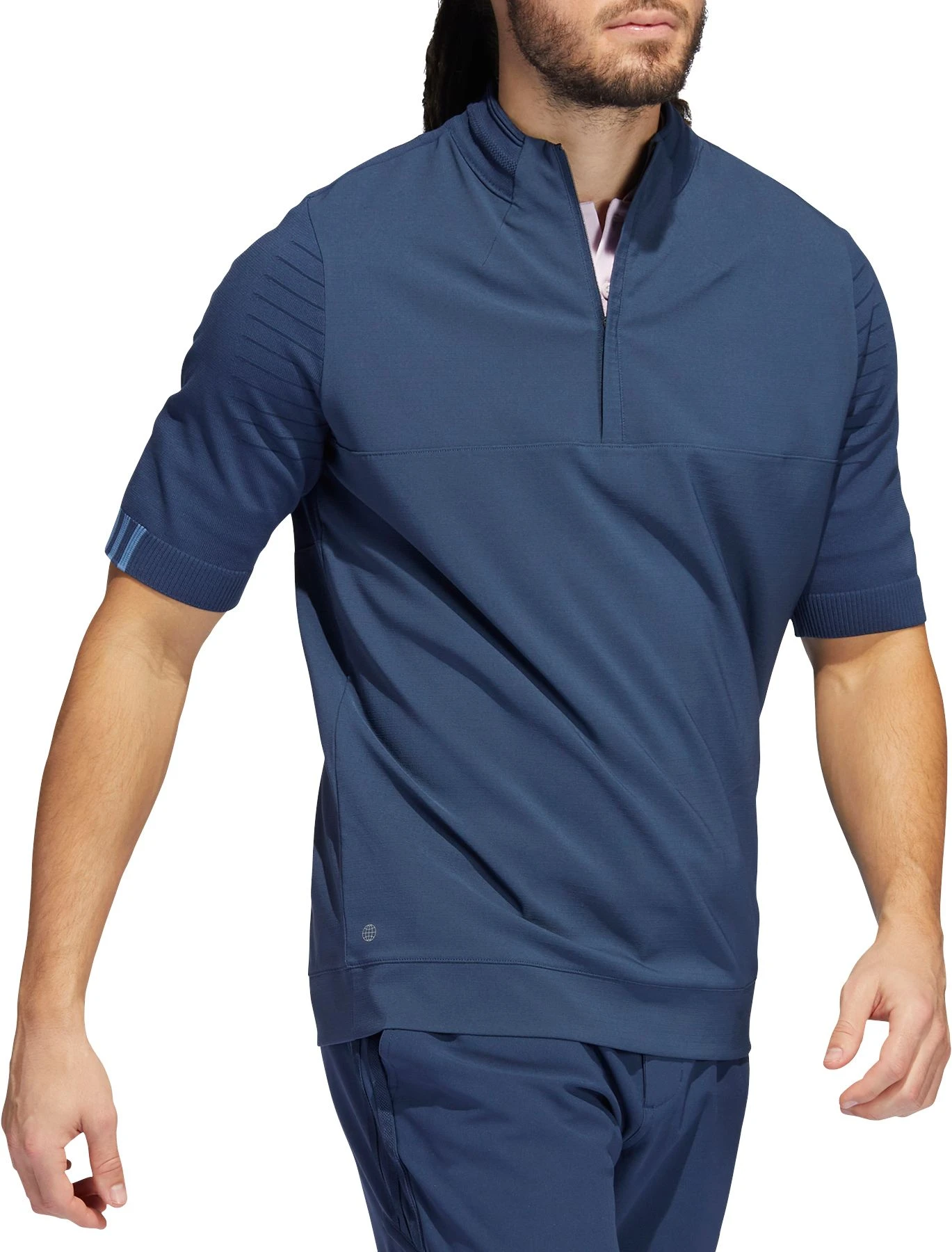 Adidas Men's Primeknit 1/4 Zip Golf Pullover Crew Navy 5 Adidas Men's Primeknit 1/4 Zip Golf Pullover Crew Navy - Image 3