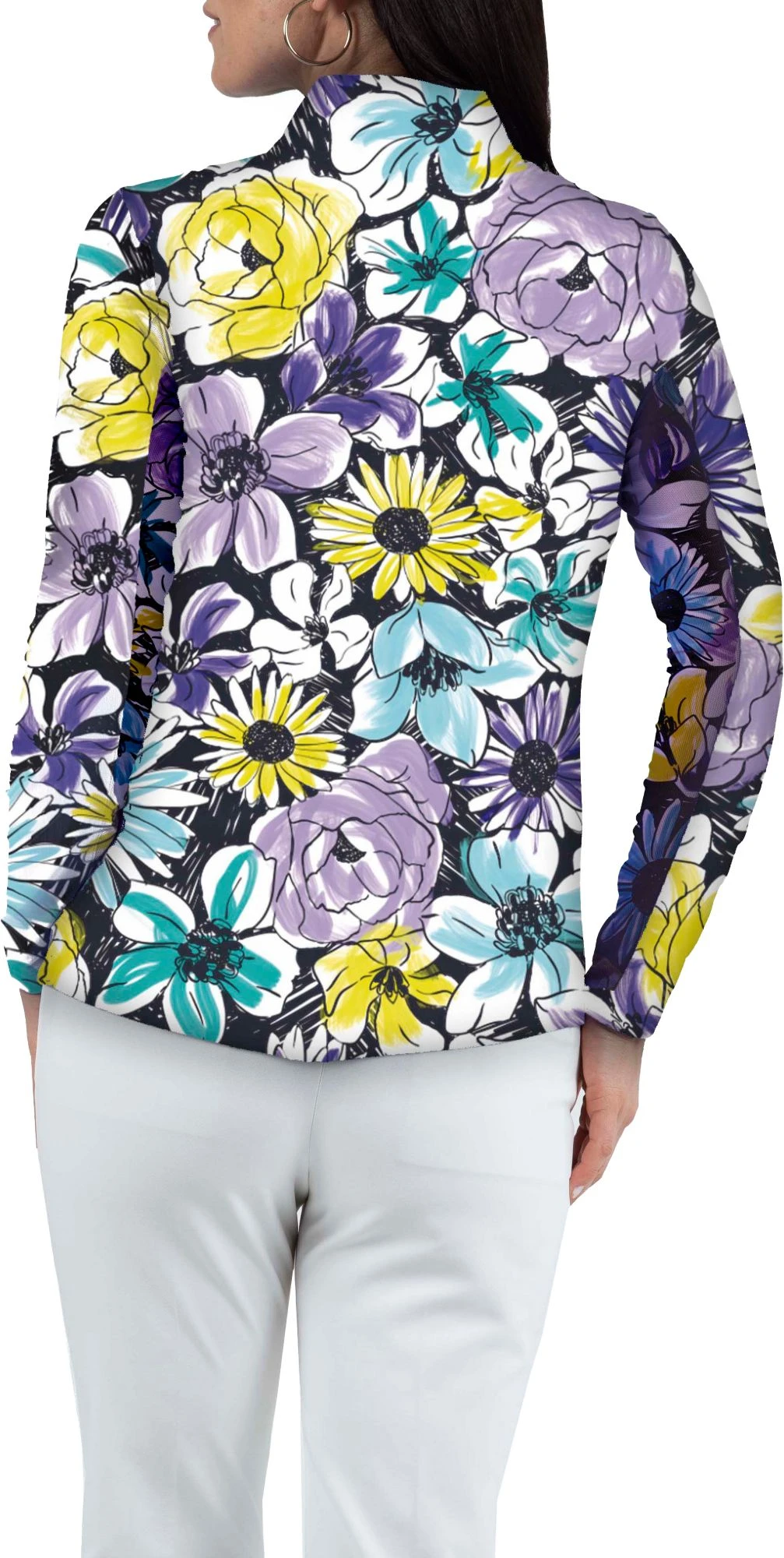 IBKUL Women's Madeline Long Sleeve 1/4 Zip Golf Pullover Medeline Lavender Multi 4 IBKUL Women's Madeline Long Sleeve 1/4 Zip Golf Pullover Medeline Lavender Multi - Image 2