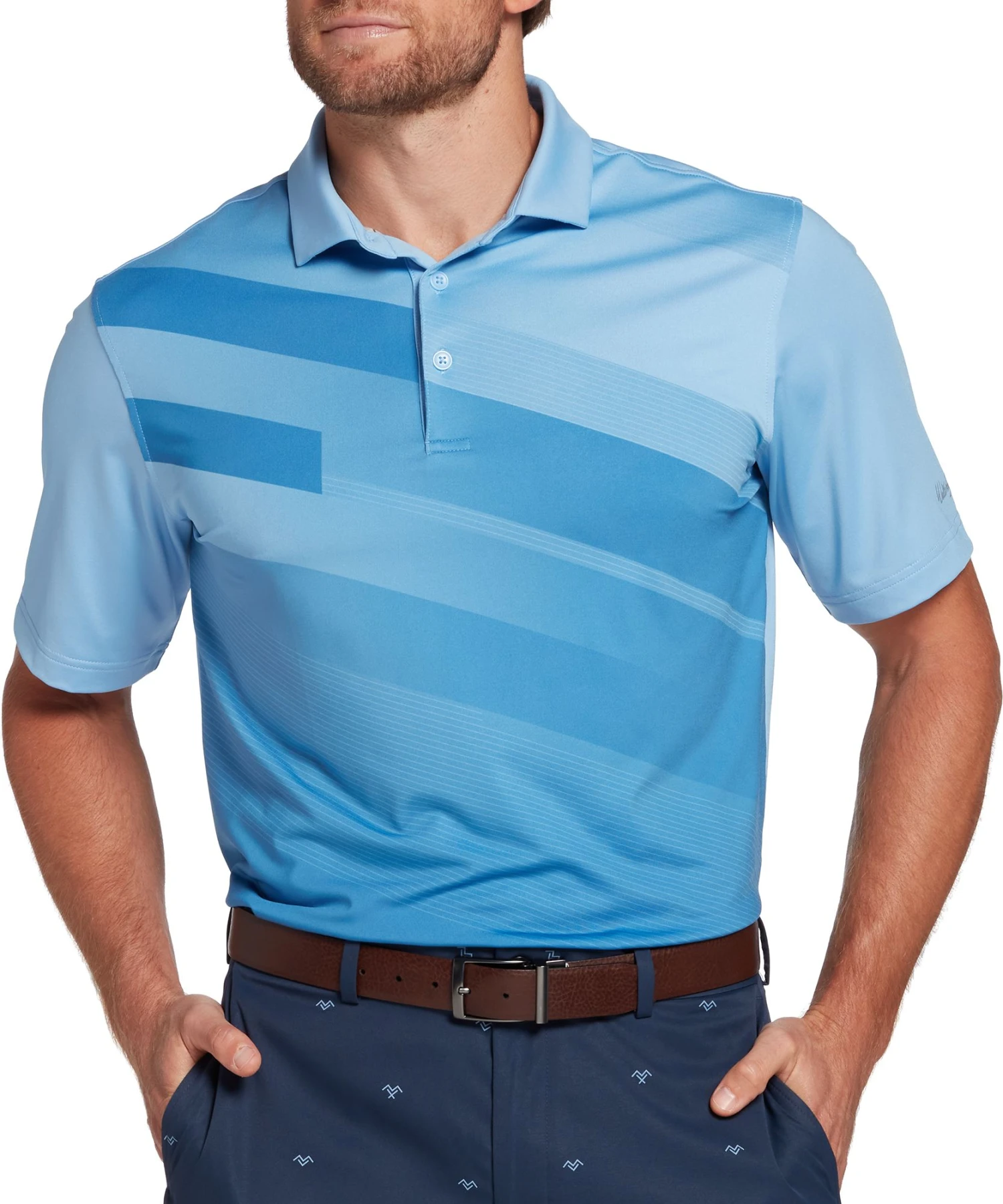 Walter Hagen Men's Perfect 11 Slant Stripe Golf Polo Daybreak Blue 3 Walter Hagen Men's Perfect 11 Slant Stripe Golf Polo Daybreak Blue