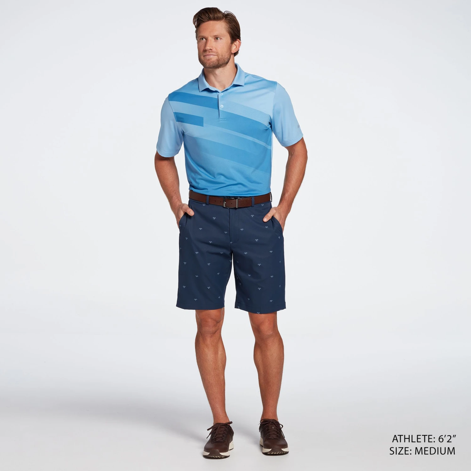 Walter Hagen Men's Perfect 11 Slant Stripe Golf Polo Daybreak Blue 4 Walter Hagen Men's Perfect 11 Slant Stripe Golf Polo Daybreak Blue - Image 2