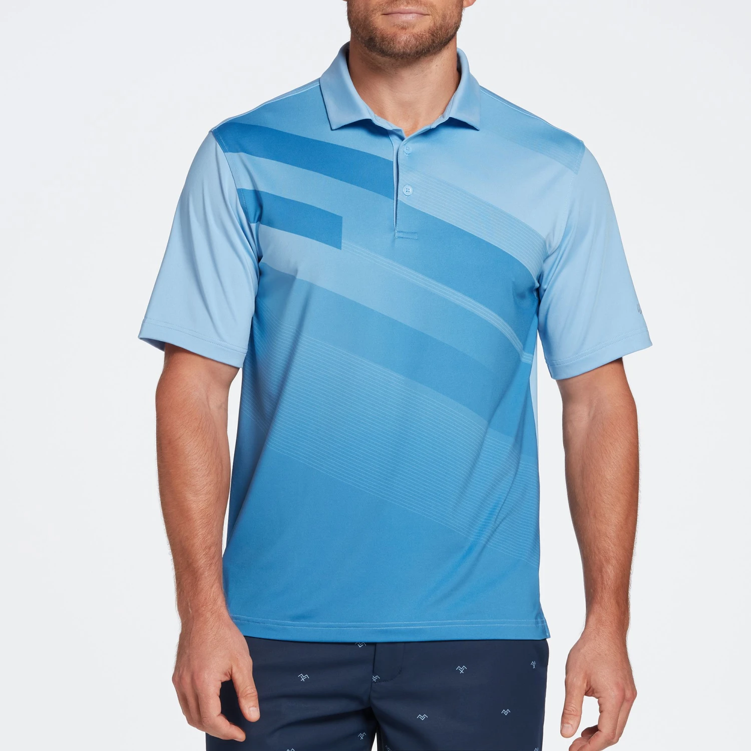 Walter Hagen Men's Perfect 11 Slant Stripe Golf Polo Daybreak Blue 7 Walter Hagen Men's Perfect 11 Slant Stripe Golf Polo Daybreak Blue - Image 5