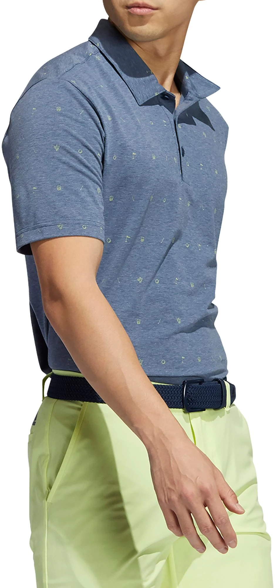 Adidas Men's All Over Print Primegreen Golf Polo Crew Navy Mel/puls Yellow 5 Adidas Men's All Over Print Primegreen Golf Polo Crew Navy Mel/puls Yellow - Image 3