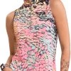 Jamie Sadock Women's Sleeveless Kiku Print Mock Neck Golf Polo Angel
