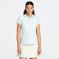 CALIA Women's Golf Honeycomb Mesh Short Sleeve Polo Taffy Blue