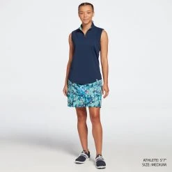 Lady Hagen Women's Ruched Sleeveless Golf Polo Navy -Golf Apparel Shop unnamed file 4803