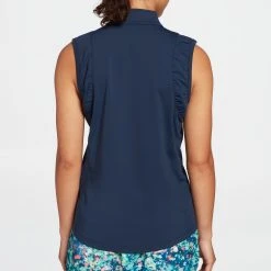 Lady Hagen Women's Ruched Sleeveless Golf Polo Navy -Golf Apparel Shop unnamed file 4804