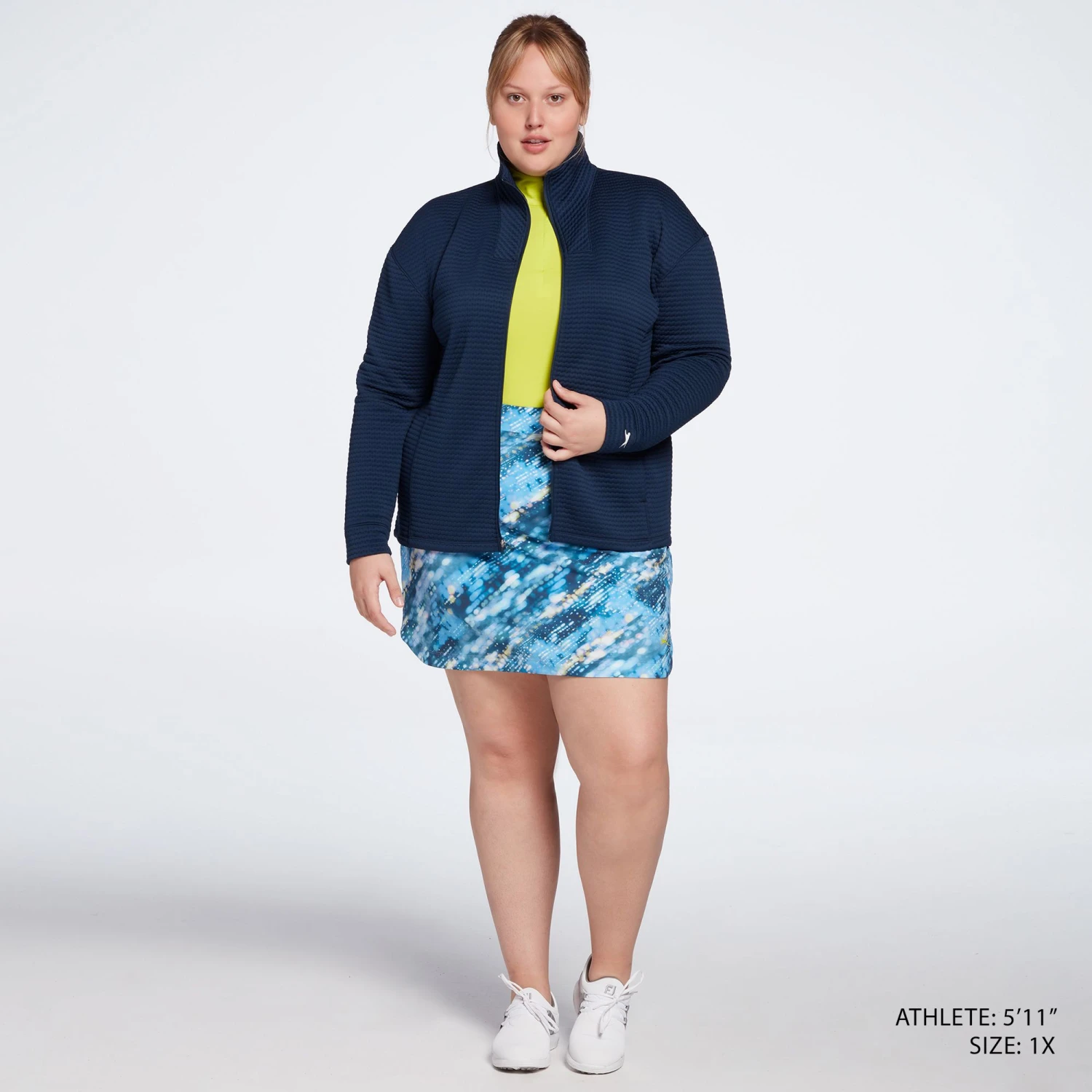 Slazenger Women's Embossed Full Zip Golf Jacket Navy 4 Slazenger Women's Embossed Full Zip Golf Jacket Navy - Image 2