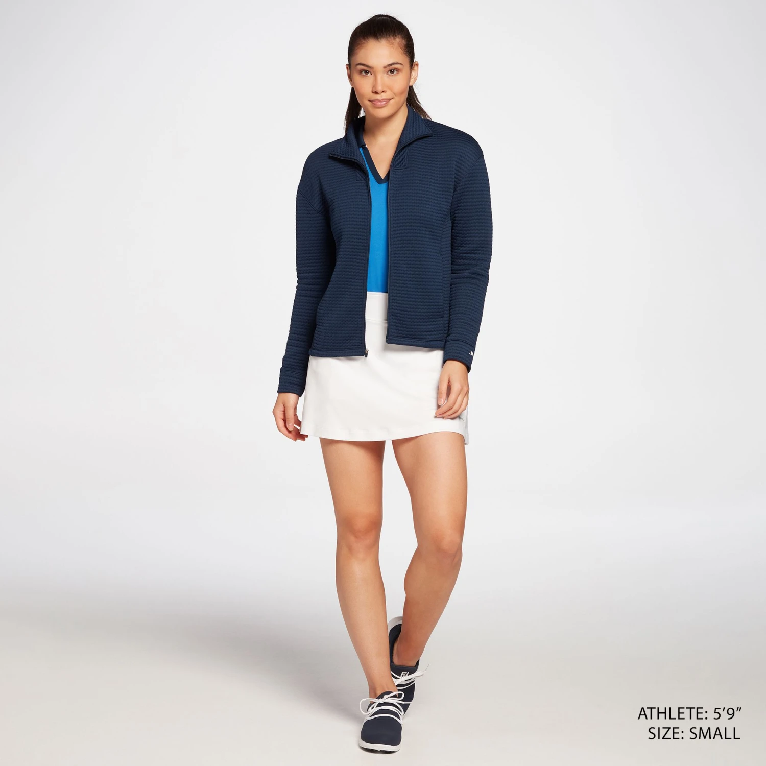 Slazenger Women's Embossed Full Zip Golf Jacket Navy 5 Slazenger Women's Embossed Full Zip Golf Jacket Navy - Image 3