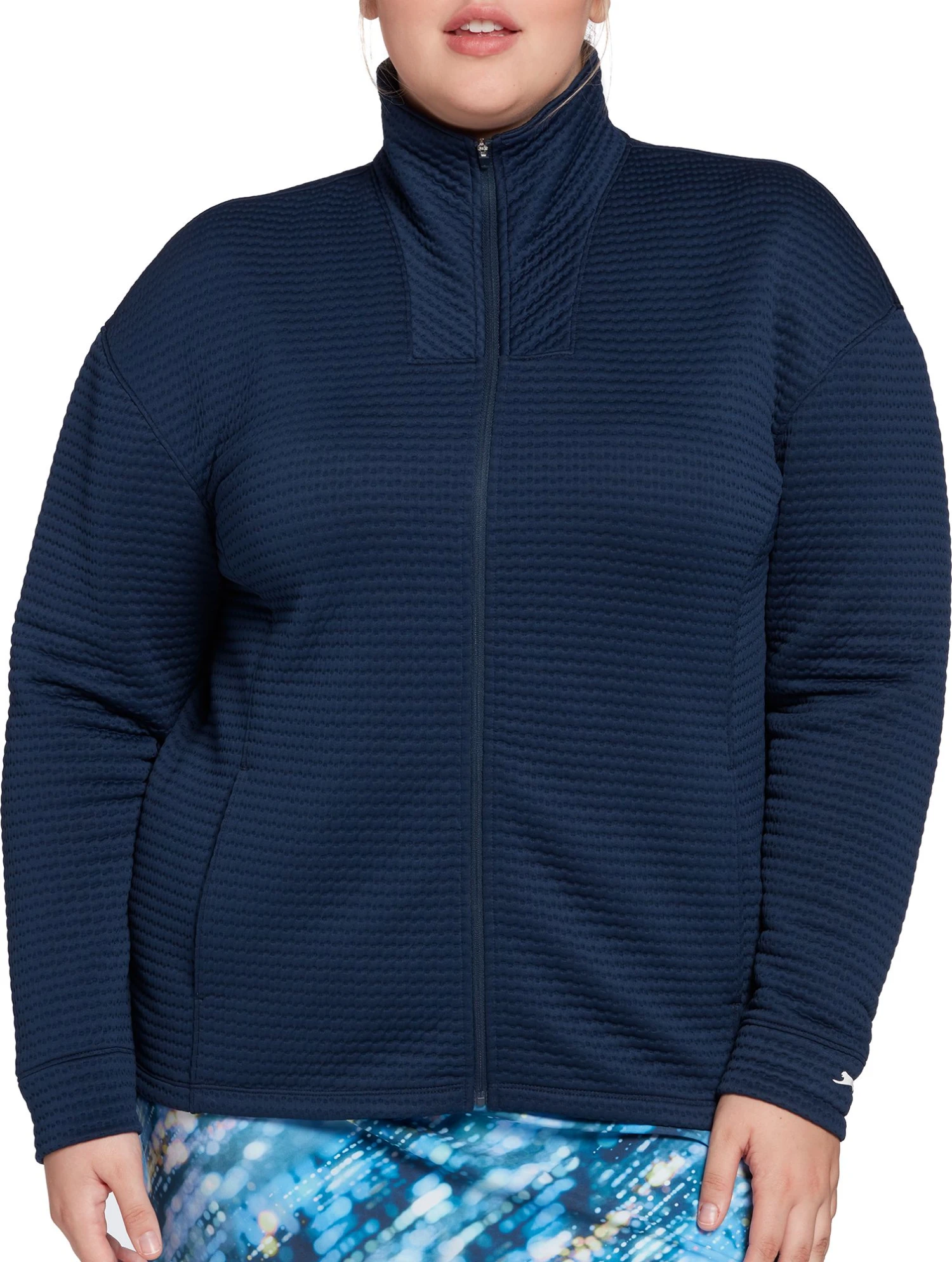 Slazenger Women's Embossed Full Zip Golf Jacket Navy 8 Slazenger Women's Embossed Full Zip Golf Jacket Navy - Image 6