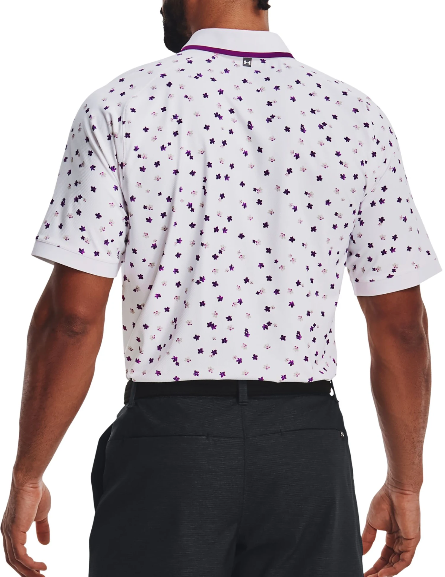 Under Armour Men's Iso-Chill Floral Golf Polo White/mega Magenta 5 Under Armour Men's Iso-Chill Floral Golf Polo White/mega Magenta - Image 3