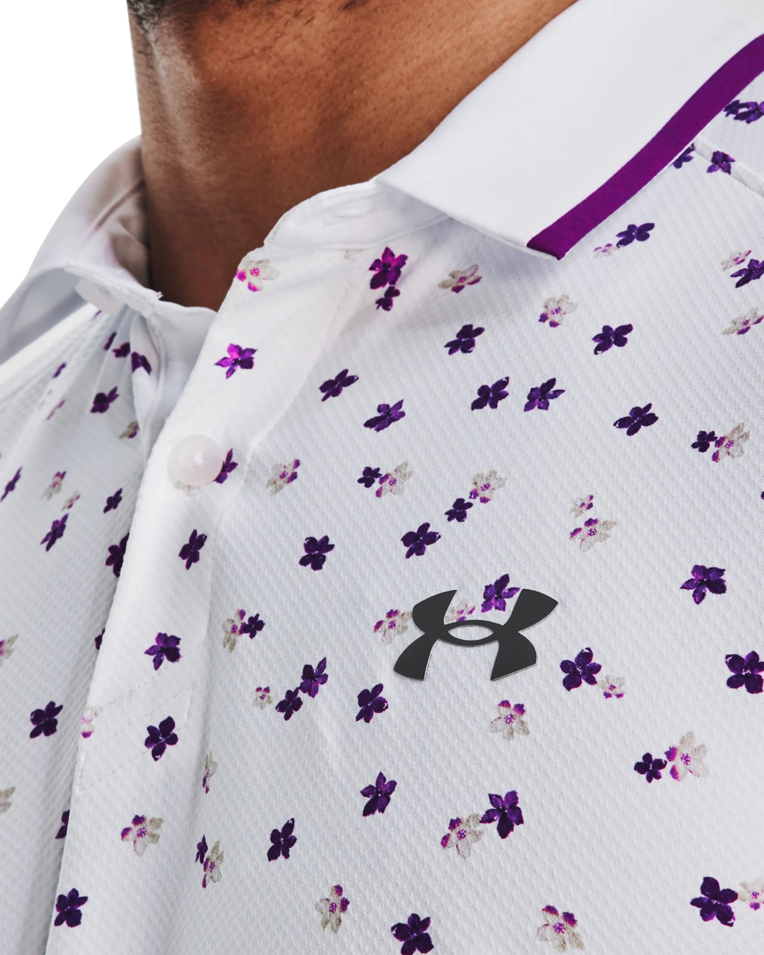 Under Armour Men's Iso-Chill Floral Golf Polo White/mega Magenta 6 Under Armour Men's Iso-Chill Floral Golf Polo White/mega Magenta - Image 4