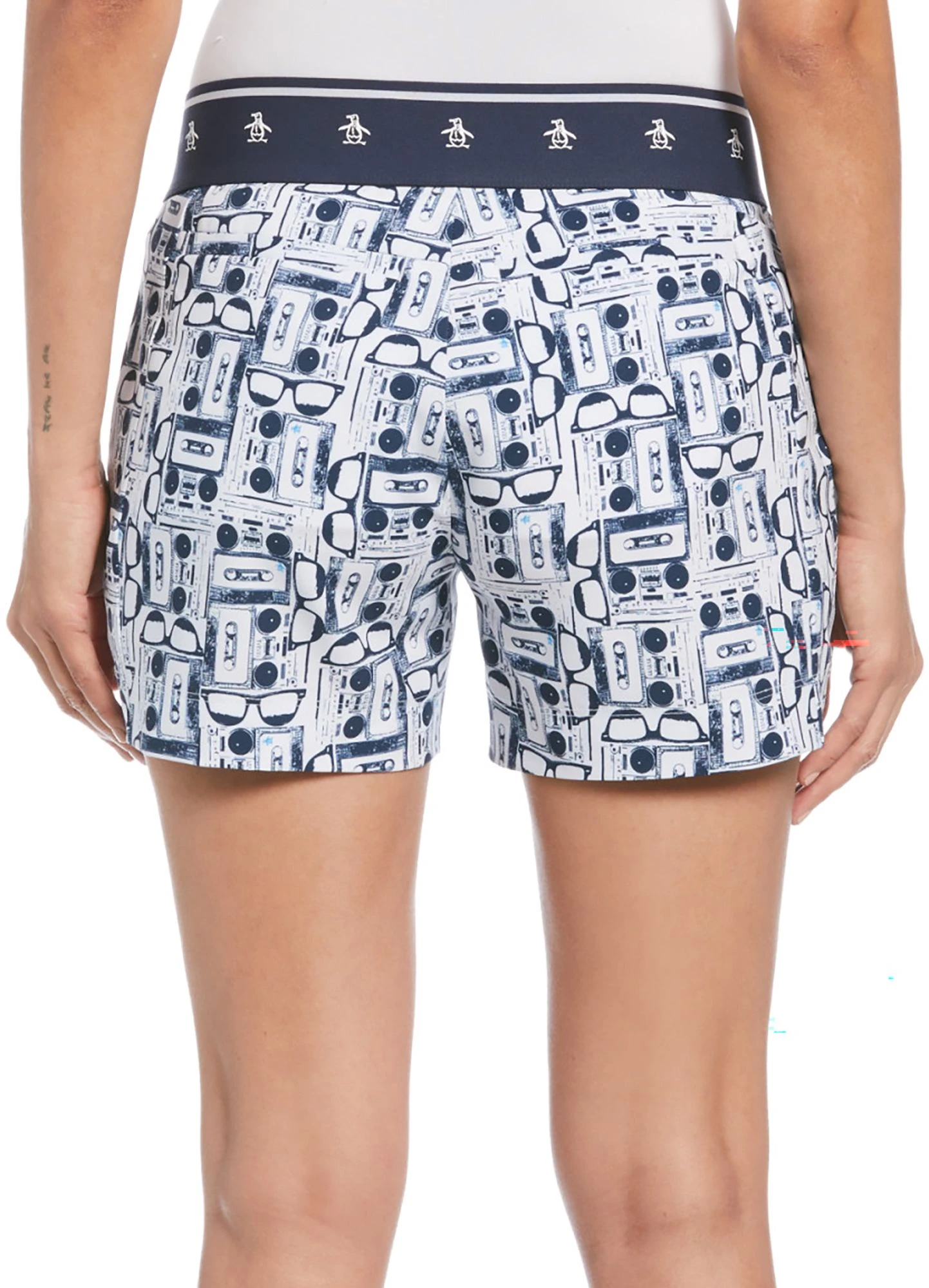 Original Penguin Women's Retro Cassettes Print 4.5" Golf Short Bright White 4 Original Penguin Women's Retro Cassettes Print 4.5" Golf Short Bright White - Image 2