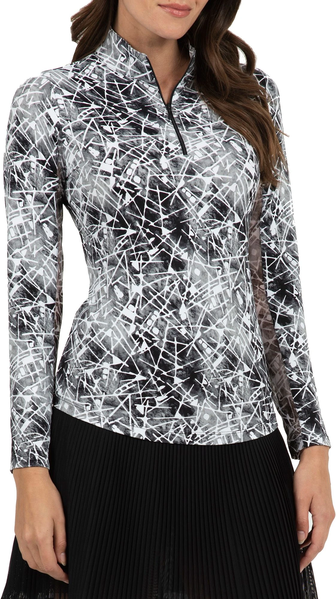 IBKUL Women's Long Sleeve Sun Golf Shirt Evie Black/white 3 IBKUL Women's Long Sleeve Sun Golf Shirt Evie Black/white