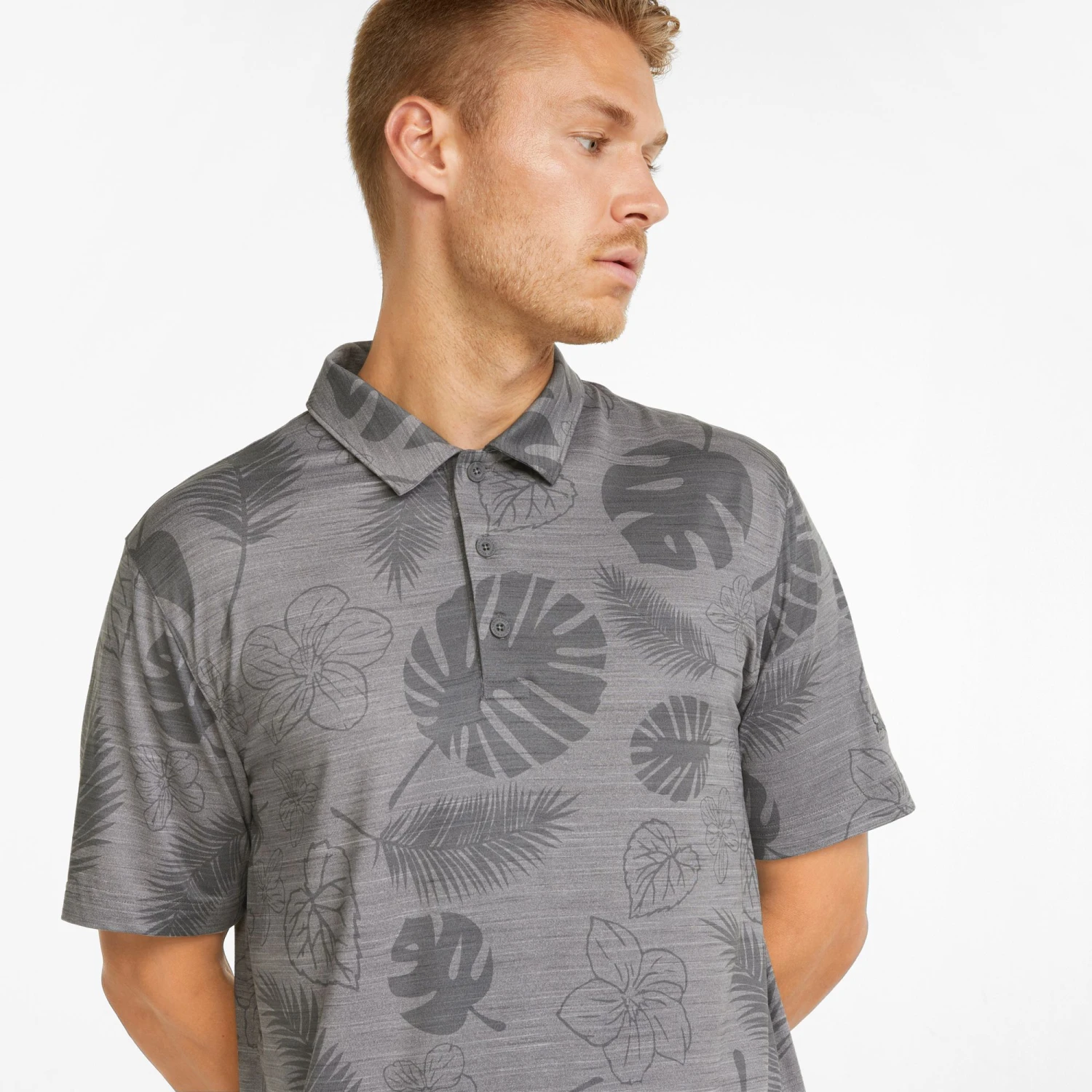 Puma Men's CLOUDSPUN Leaves N' Flowers Golf Polo Quiet Shade Heather 6 Puma Men's CLOUDSPUN Leaves N' Flowers Golf Polo Quiet Shade Heather - Image 4