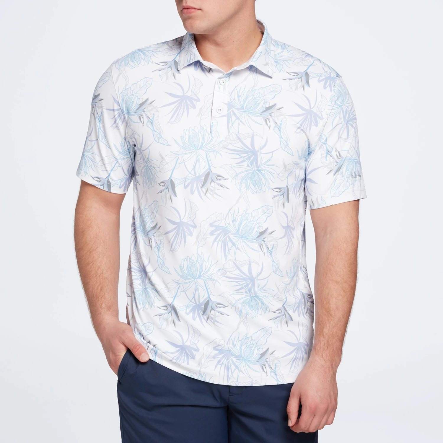 Walter Hagen Men's Perfect 11 Paradise Print Golf Polo Paradise Monument Grey 4 Walter Hagen Men's Perfect 11 Paradise Print Golf Polo Paradise Monument Grey - Image 2