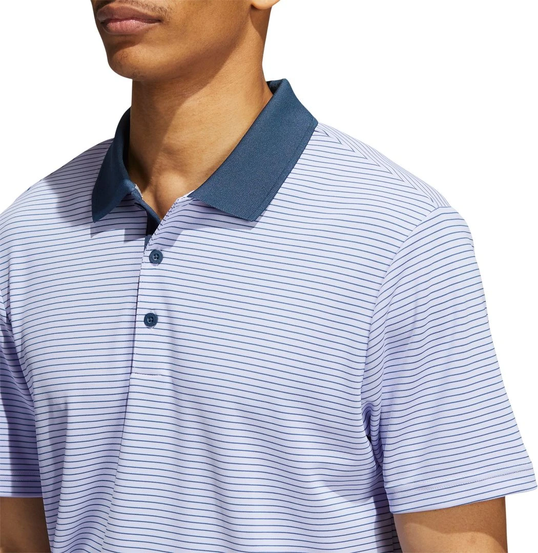Adidas Men's Two-Color Club Stripe Golf Polo Violet Tone/crew Navy 6 Adidas Men's Two-Color Club Stripe Golf Polo Violet Tone/crew Navy - Image 4