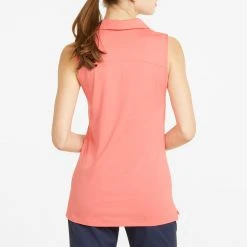 PUMA Women's CLOUDSPUN Coast Sleeveless Golf Polo Festival Fuchsia Heather -Golf Apparel Shop unnamed file 518