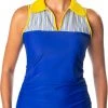 SwingDish Women's Melissa Keyhole Sleeveless Golf Polo Blue -Golf Apparel Shop unnamed file 5221