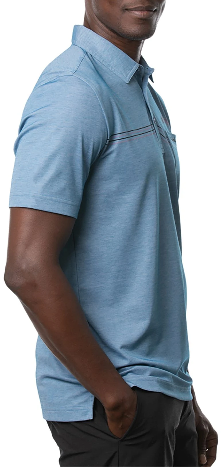 TravisMathew Men's Max Bet Golf Polo Heather Blue Sapphir 5 TravisMathew Men's Max Bet Golf Polo Heather Blue Sapphir - Image 3