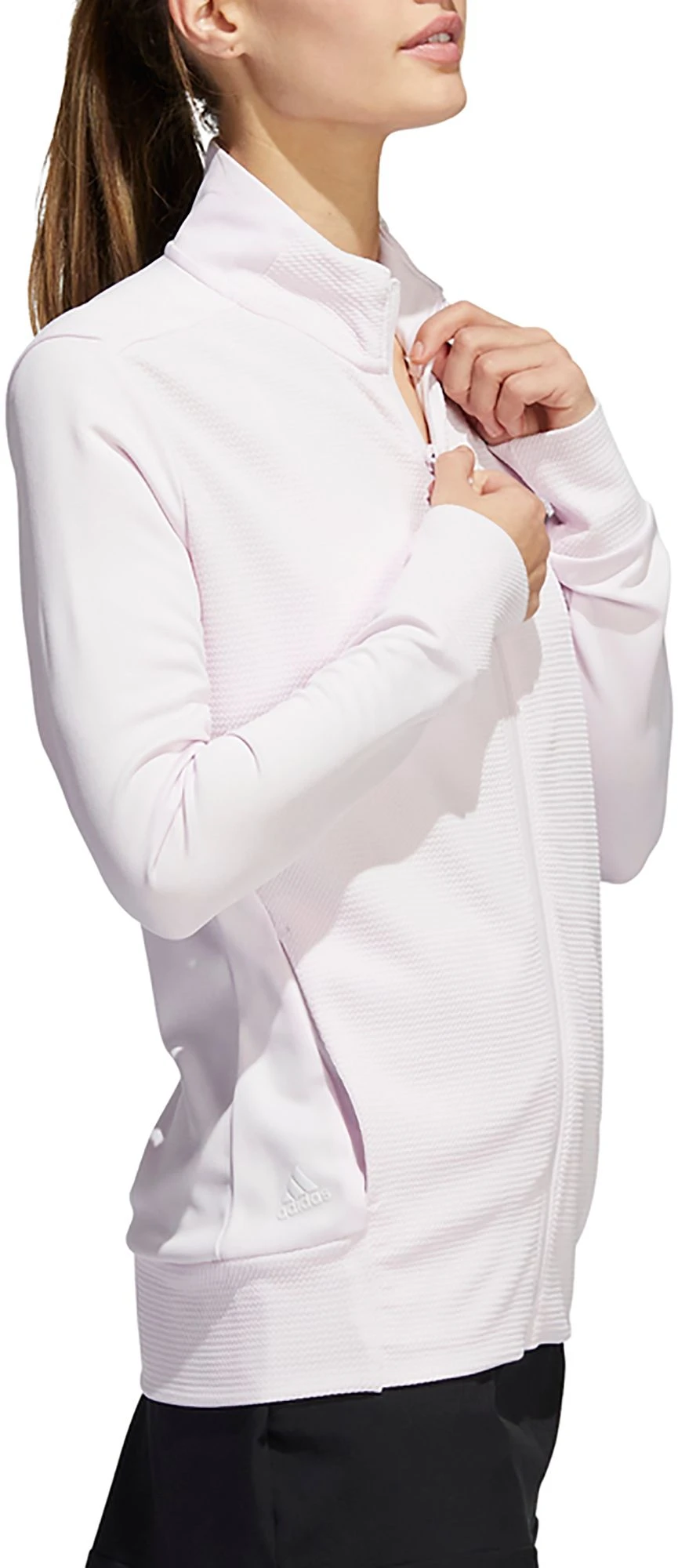 Adidas Women's Textured Full Zip Golf Jacket Crew Navy 5 Adidas Women's Textured Full Zip Golf Jacket Crew Navy - Image 3