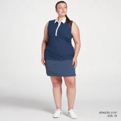 Slazenger Women's Ribbed Sleeveless Golf Polo Navy -Golf Apparel Shop unnamed file 5399