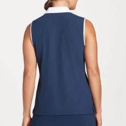 Slazenger Women's Ribbed Sleeveless Golf Polo Navy -Golf Apparel Shop unnamed file 5401