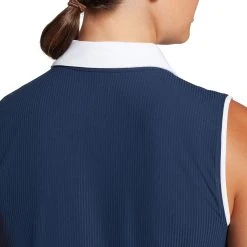 Slazenger Women's Ribbed Sleeveless Golf Polo Navy -Golf Apparel Shop unnamed file 5402