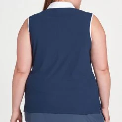 Slazenger Women's Ribbed Sleeveless Golf Polo Navy -Golf Apparel Shop unnamed file 5404