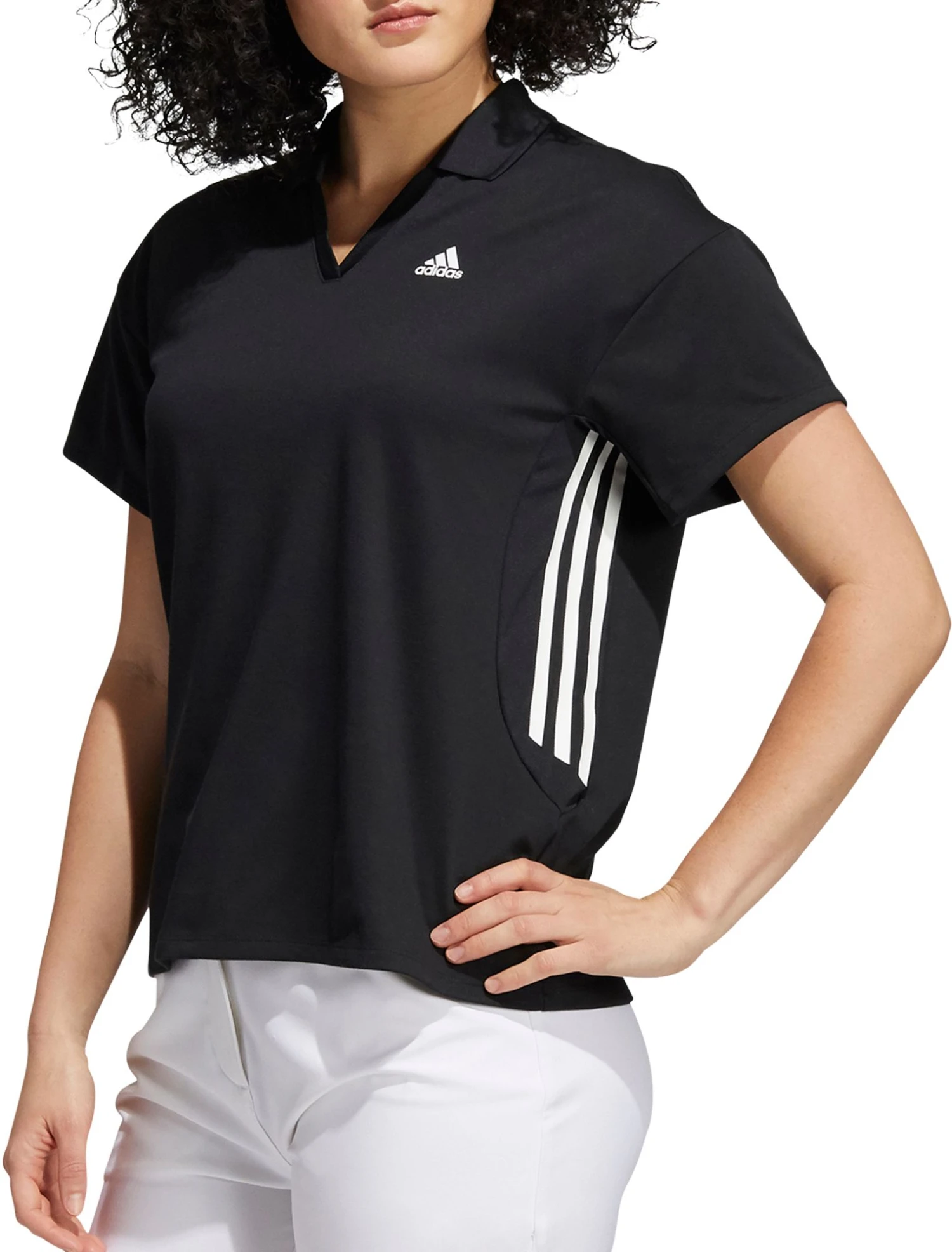 Adidas Women's 3-Stripes Primegreen Golf Polo Black 3 Adidas Women's 3-Stripes Primegreen Golf Polo Black