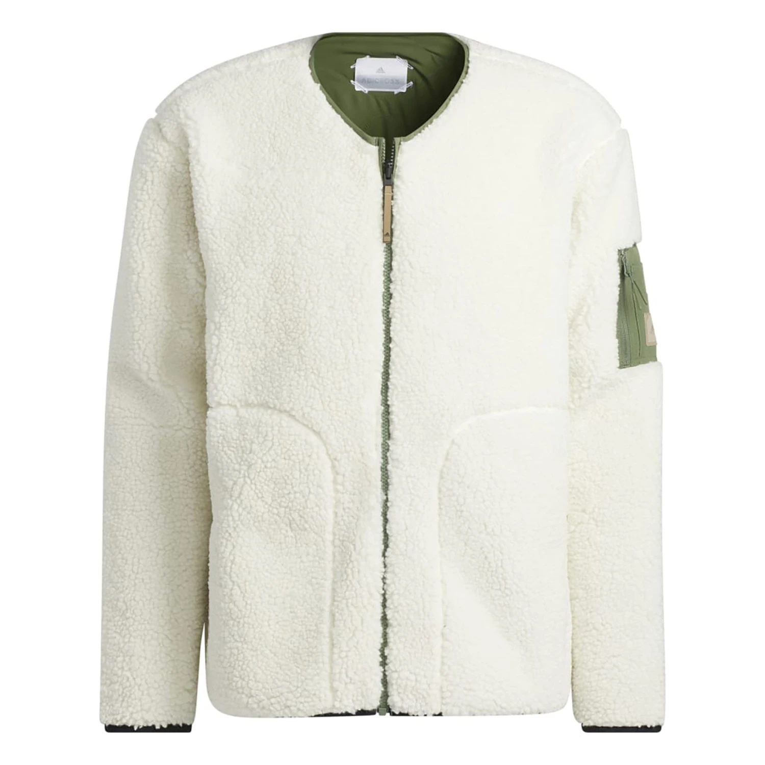 Adidas Men's Adicross Sherpa Jacket Cream White/natural Green 8 Adidas Men's Adicross Sherpa Jacket Cream White/natural Green - Image 6