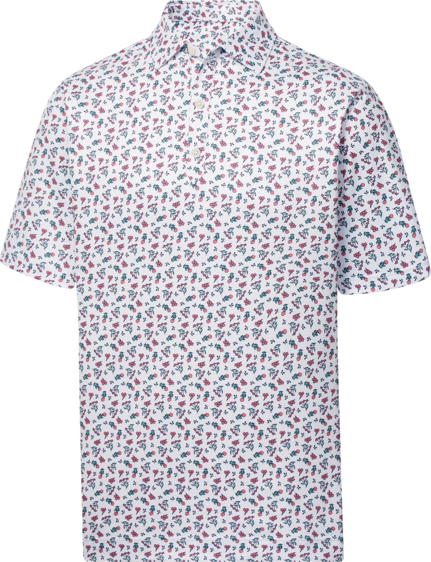 FootJoy Men's Mini Floral Golf Polo White/watermelon 3 FootJoy Men's Mini Floral Golf Polo White/watermelon