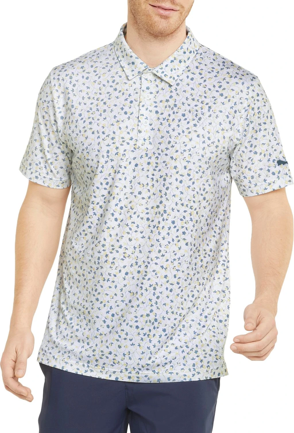 PUMA Men's MATTR Fancy Plants Golf Polo Bright White/mustard Seed 3 PUMA Men's MATTR Fancy Plants Golf Polo Bright White/mustard Seed