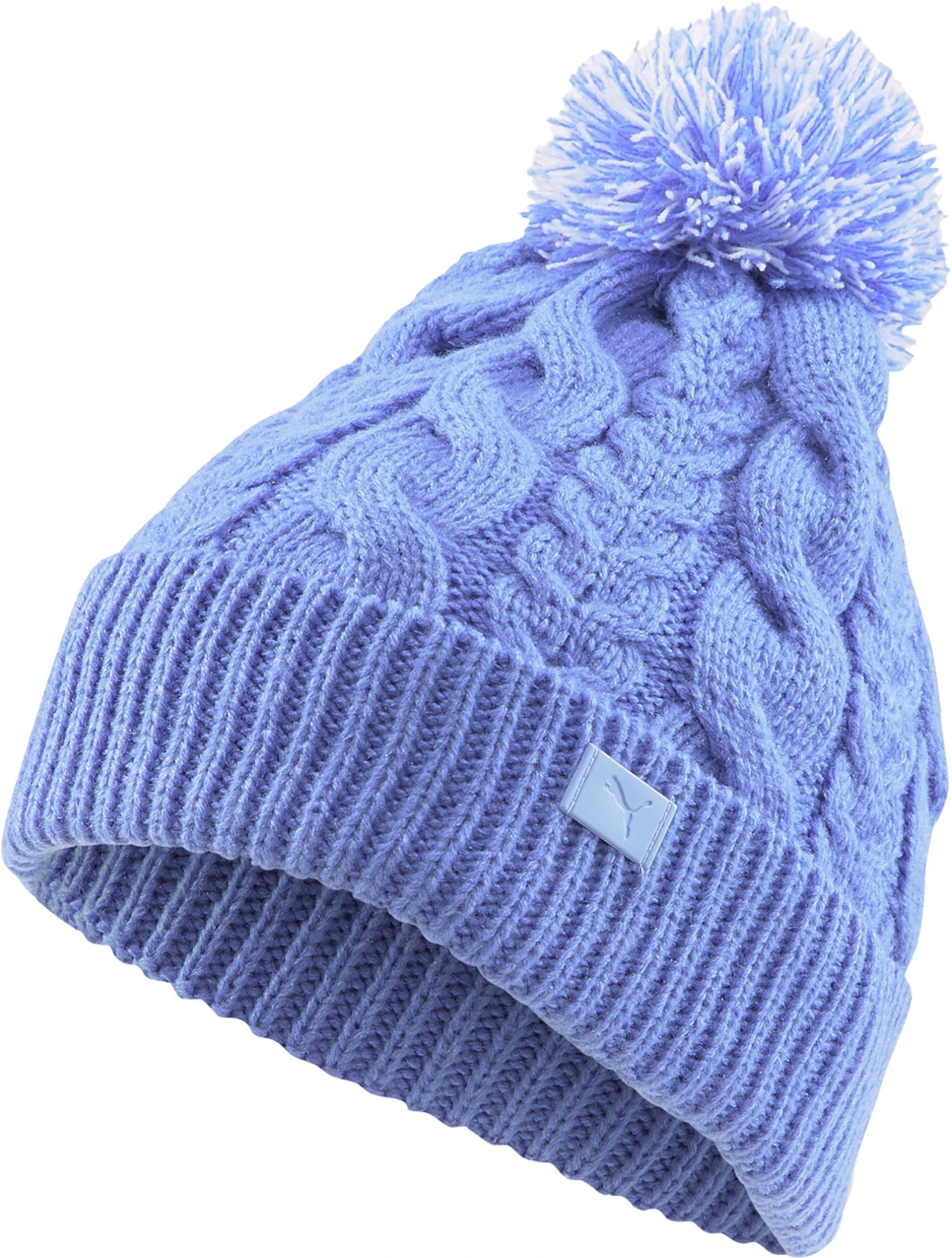 PUMA Women's Golf Cable Pom Beanie Navy/white 3 PUMA Women's Golf Cable Pom Beanie Navy/white