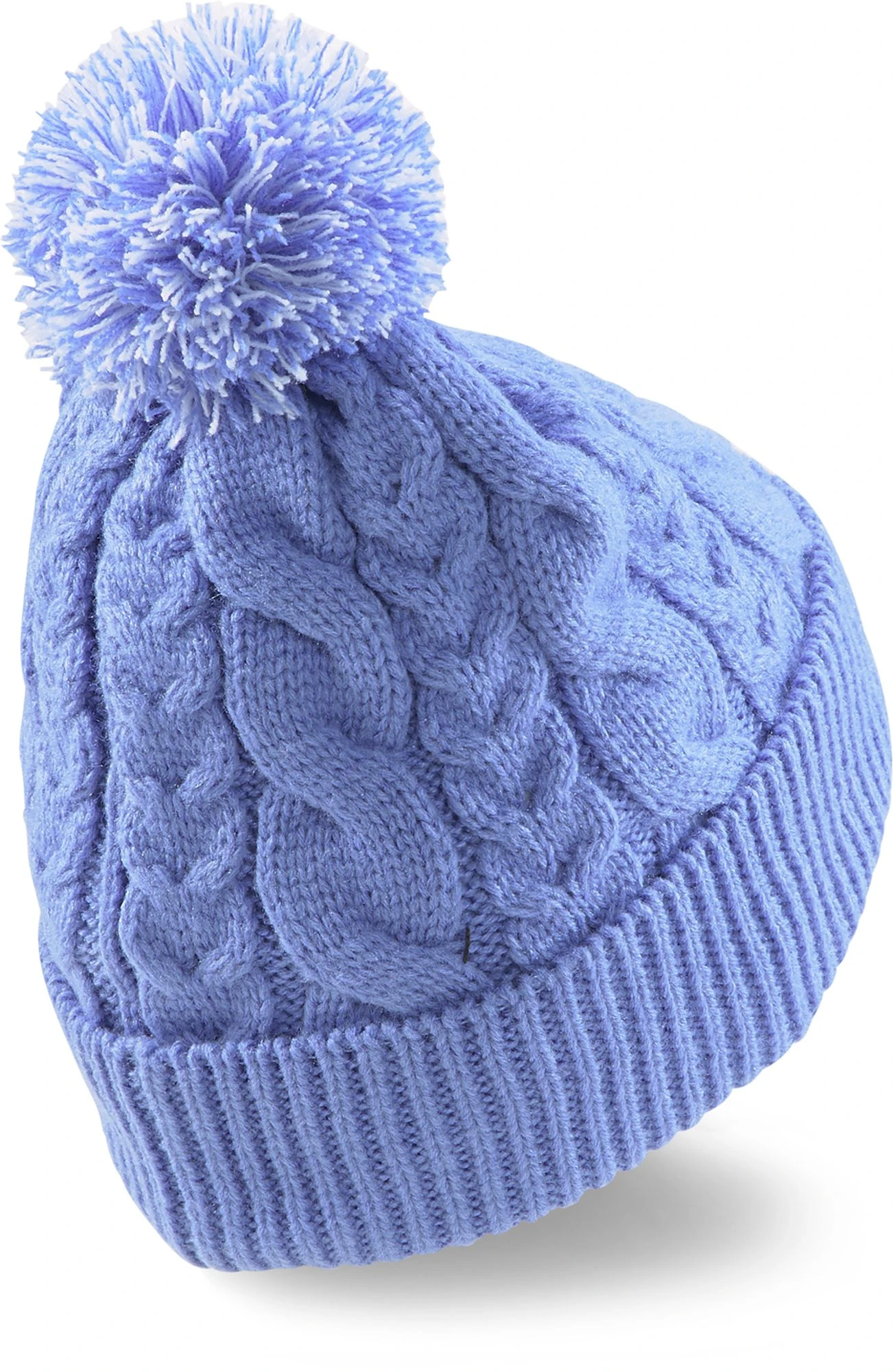 PUMA Women's Golf Cable Pom Beanie Navy/white 5 PUMA Women's Golf Cable Pom Beanie Navy/white - Image 3