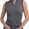 EPNY Women's Sleeveless Mandarin Collar Golf Polo Slate Multi