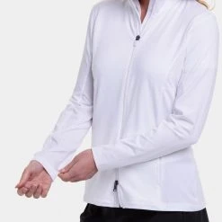 EPNY Women's Long Sleeve Brushed Jersey Golf Jacket White -Golf Apparel Shop unnamed file 6008