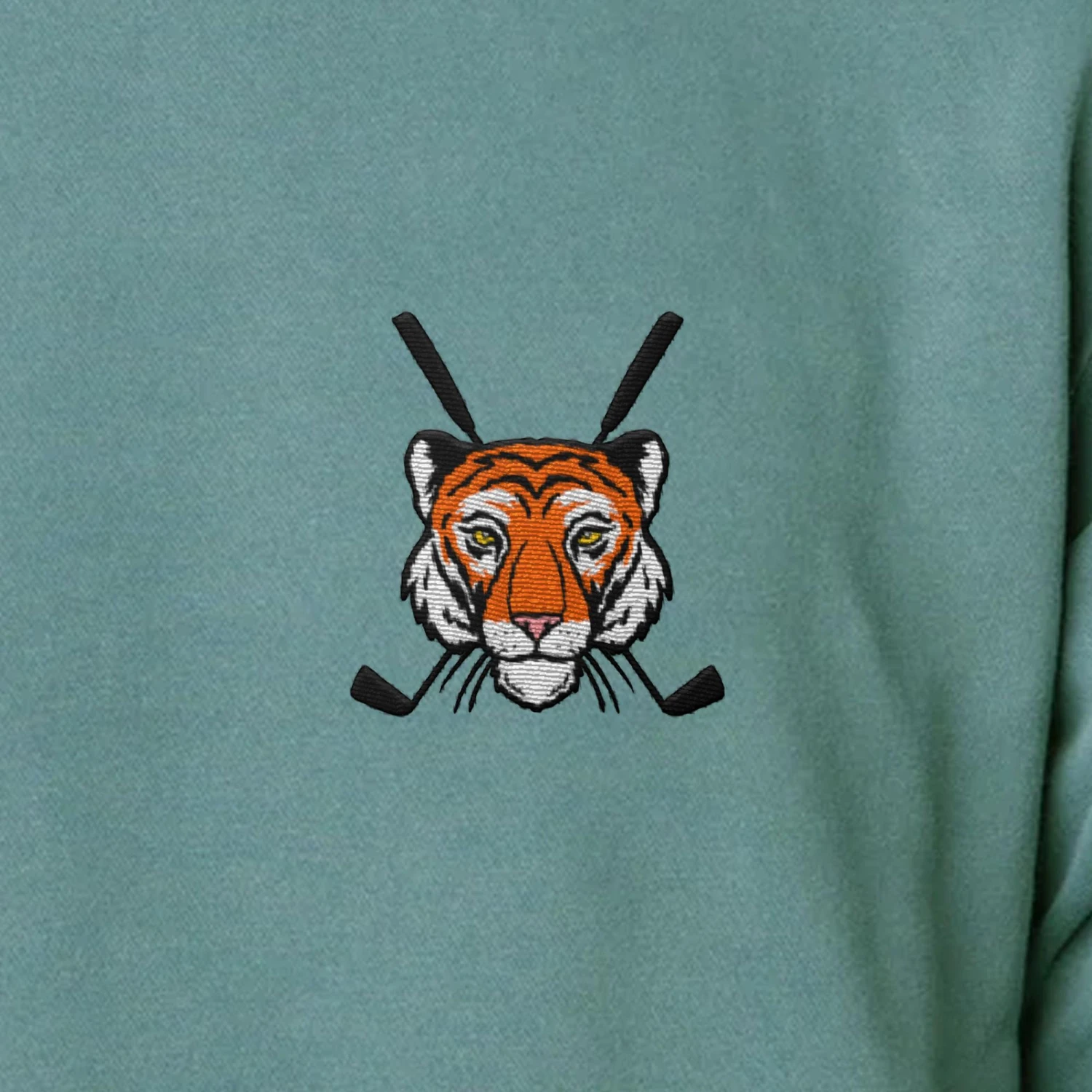 Barstool Sports Men's Golf Tiger Embroidered Golf Crewneck Sweatshirt Green 4 Barstool Sports Men's Golf Tiger Embroidered Golf Crewneck Sweatshirt Green - Image 2