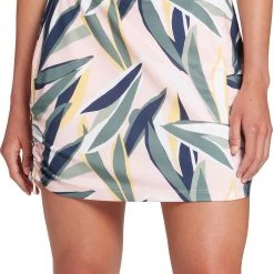 Lady Hagen Women's 16" Side Ruching Golf Skort Retro Leaf Frosted Pink