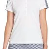 Lady Hagen Women's Printed Block Short Sleeve Golf Polo Sparklers White/dark Navy