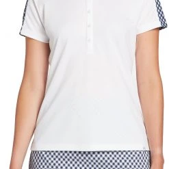 Lady Hagen Women's Printed Block Short Sleeve Golf Polo Sparklers White/dark Navy