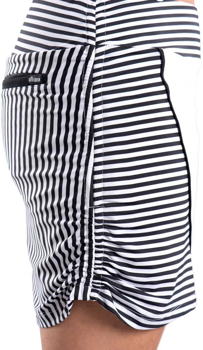 SwingDish Women's Olivia Stripe Golf Skort Black/white Stripe 5 SwingDish Women's Olivia Stripe Golf Skort Black/white Stripe - Image 3